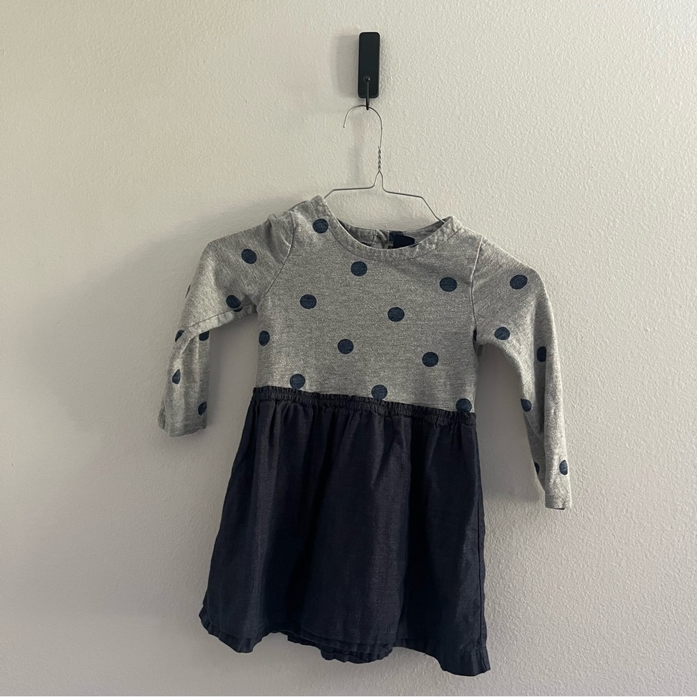 babyGAP • Gray & Navy Blue Polka Dot Dress‎